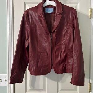 Nine West Burgundy Leather Jacket for Women